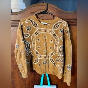 Madewell Crewneck Knitwear Bandana Sweater, XS, Mustard